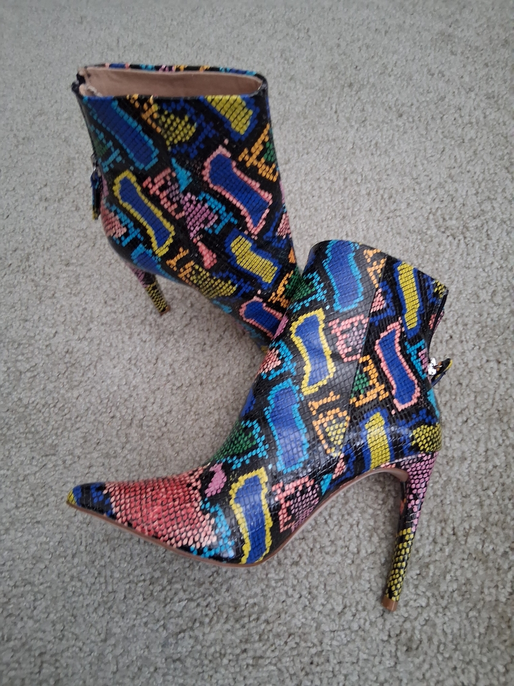Steve Madden Multicolor Snakeskin Pointed Toe Ankle Booties
